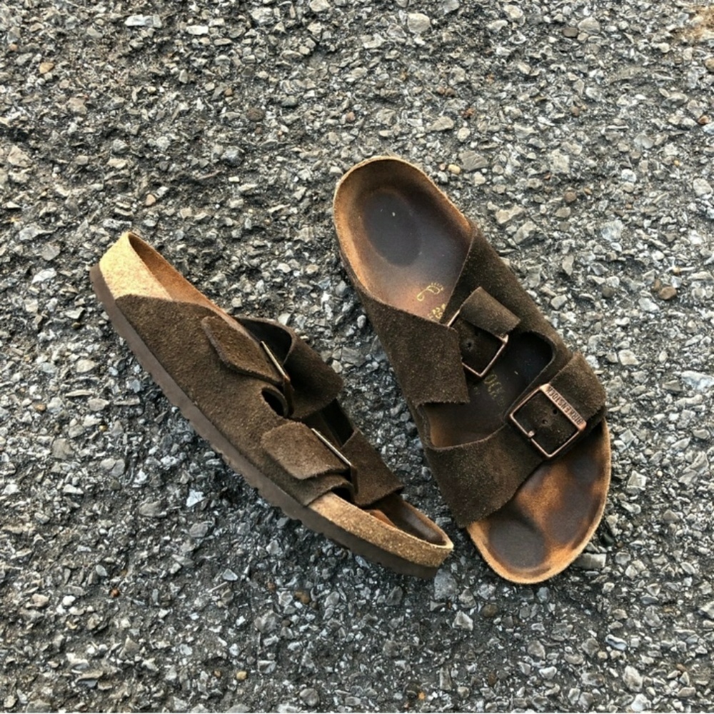 Birkenstock arizona dark brown suede sandals